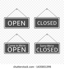 Open and Closed Hanging signs template isolated. Vector illustration
