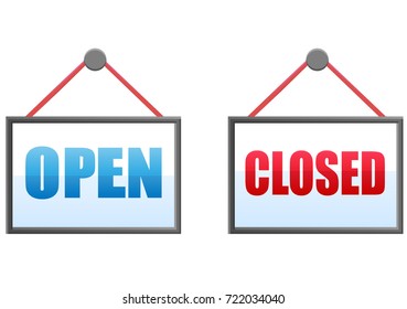 Open Closed Hanging Store Sign Vector Stock Vector (Royalty Free) 722034040