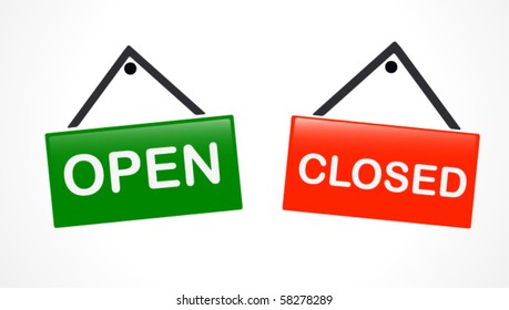 open / closed hanging tags
