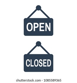 Open and closed icon on white background. Vector illustration