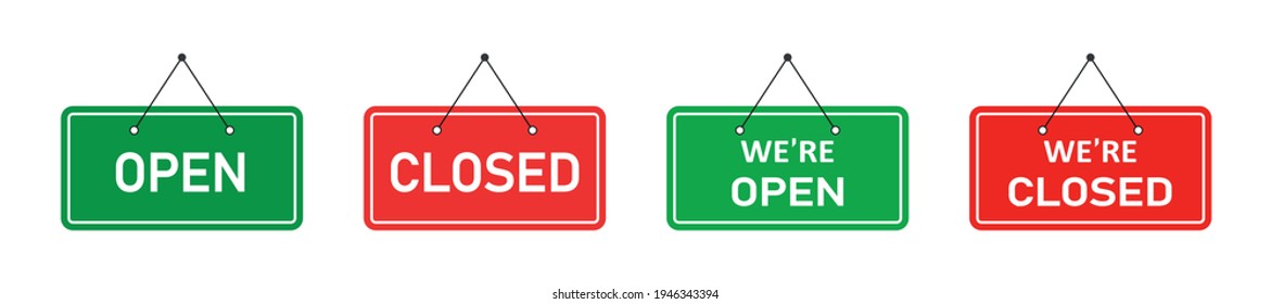 Open and closed icon.Sorry, we are closed, we are open.Vector illustration.