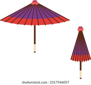 Open and closed Japanese umbrellas