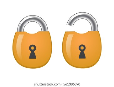 Open and closed lock icon. Security symbol lock, password