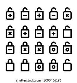 Icono de bloqueo abierto y cerrado conjunto eps10 vectoriales. signo de seguridad de bloqueo