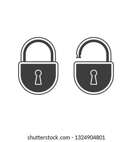Open and closed lock icon. Simple style. Vector EPS 10.
