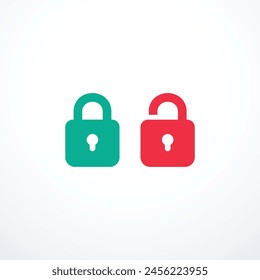 Open and closed lock icons. Vector illustration