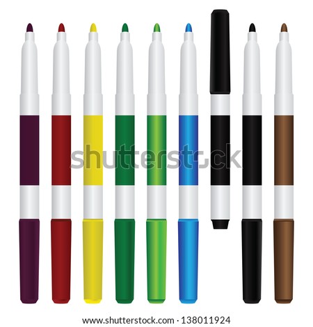 Open and closed markers for design works. Vector illustration.