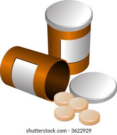 Open and closed medicine containers with tablets