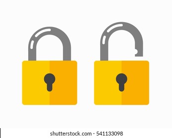 Open and closed padlock.