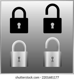 Open and Closed Padlock Icons Set