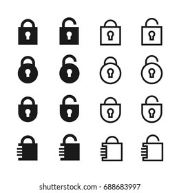 open and closed padlock vector icons. lock and password symbols