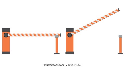 Open, closed parking car barrier Vector illustration. Eps 10.