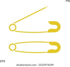 Pin abierto y cerrado. Alfiler aislado sobre fondo blanco. Pasador de seguridad