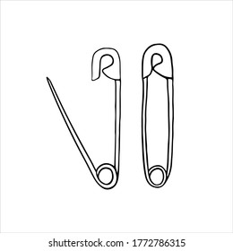 Pin abierto y cerrado. Ilustración vectorial.