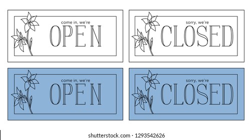 Open and closed plate _Minimalistic style_linear illustration