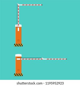 Open and closed road barriers. Illustration in flat style