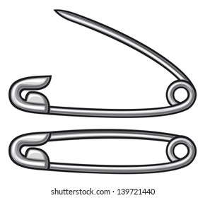 Open And Closed Safety Pin