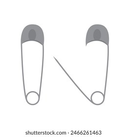 open and closed safety pin flat vector illustration logo icon clipart