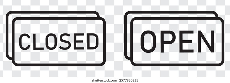 Open and Closed sign boards. Open or Closed sign board, isolated. Open and Close. Vector illustration