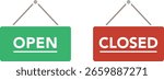 Open and closed sign icon set
