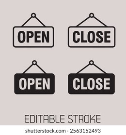 Open Closed Sign Icon Set