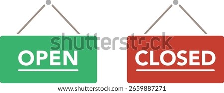 Open and closed sign icon set