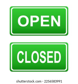 Open and Closed sign icon symbol simple green design vector