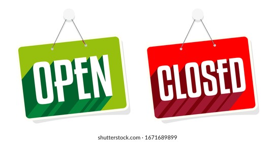 Open and closed sign on door sign hanging