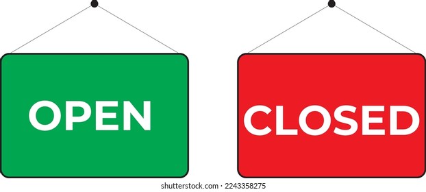 Open and closed sign set. Vector illustration