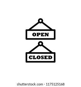 Open or closed in signboard on transparent background. Vector.
