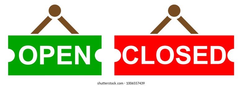 Open and closed signboard - stock vector