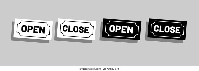 open and closed signs hanging icon vector door welcome sign for store cafes label outline symbol illustration