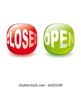 Open and closed signs icon vector