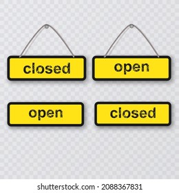 Open closed signs on white background, vector illustration