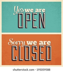 Open and Closed Signs - Retro Style Design