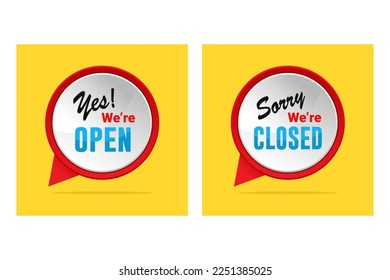 Open and closed signs store information illustration for banner, label, badge, business, store, marketplace, and more