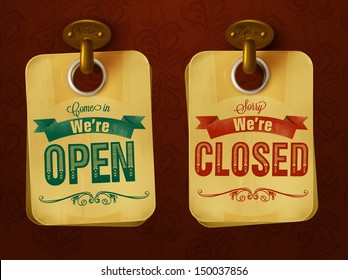 open and closed signs. vector