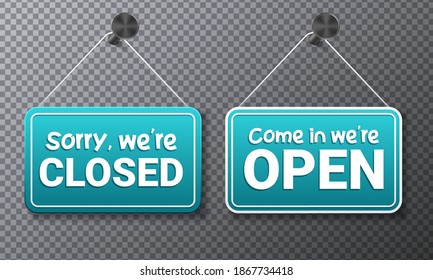 Open and closed signs. Vector Illustration