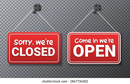 Open and closed signs. Vector Illustration
