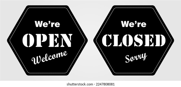 Open and closed signs. Vector illustration.