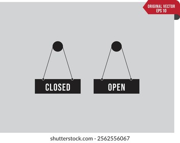 Open and closed signs vector illustration for store, shop, business and office, closing early sign