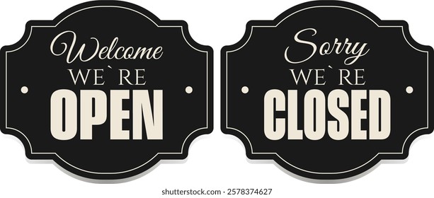 Open and Closed signs. Vector illustration.