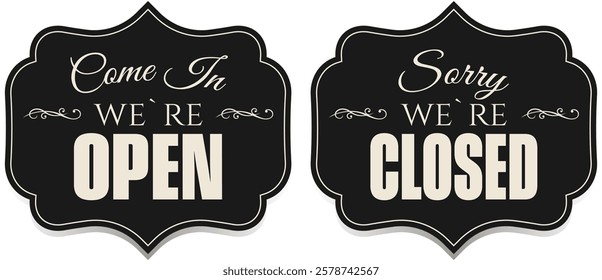 Open and Closed signs. Vector illustration.