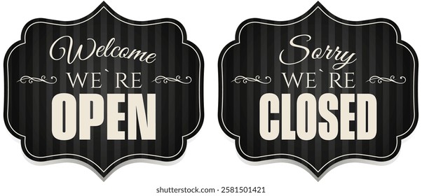 Open and Closed signs. Vector illustration.