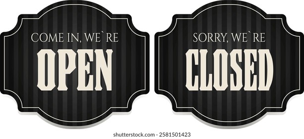 Open and Closed signs. Vector illustration.