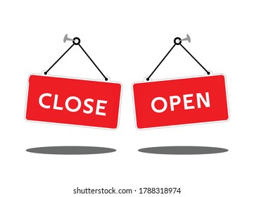  OPEN AND CLOSED STORE DOOR VECTOR ILLUSTRATION