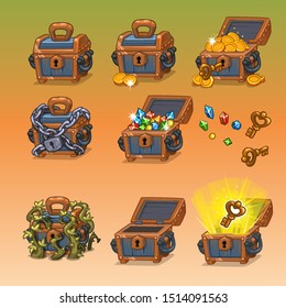 Open and closed treasure chest