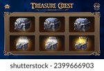 Open and Closed Treasure Chests Collection With Gold and Silver Dimond-From Basic to Upgraded Levels for RPG, Fantasy, and Medieval Games-Vector illustration Design