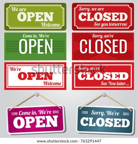 Similar – Store closed sign board hanging on the door