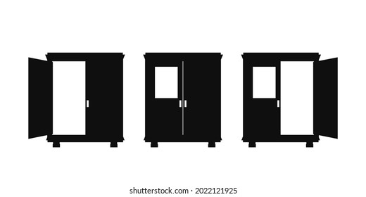 Open and closed wardrobe. Cupboard icon. Illustration vector